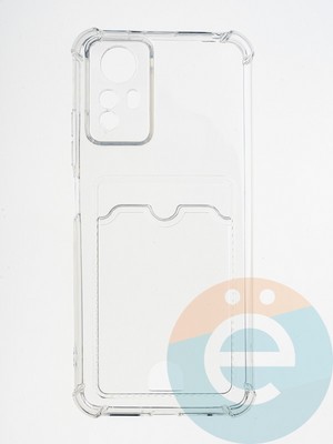 Накладка силиконовая с кардхолдером и усиленными углами для Xiaomi Redmi Note 12S прозрачная - фото 64785