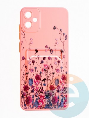 Накладка силиконовая Summer с кардхолдером для Samsung Galaxy A05 розовая - фото 64819