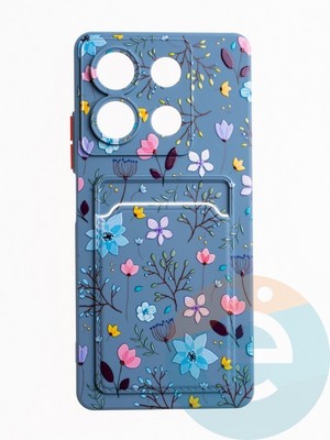 Накладка силиконовая Summer с кардхолдером для Xiaomi Redmi Note 13 синяя - фото 64848