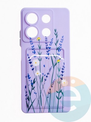 Накладка силиконовая Summer с кардхолдером для Xiaomi Redmi Note 13 сиреневая - фото 64850
