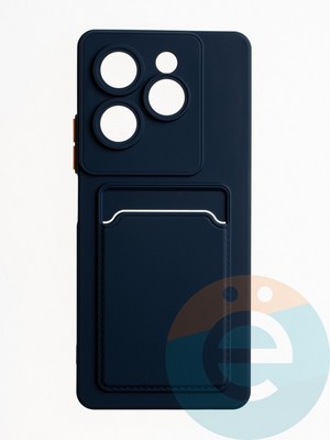 Накладка силиконовая Winter с кардхолдером для Infinix Hot 40 Pro синяя - фото 65043