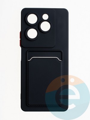 Накладка силиконовая Winter с кардхолдером для Infinix Hot 40 Pro черная - фото 65051