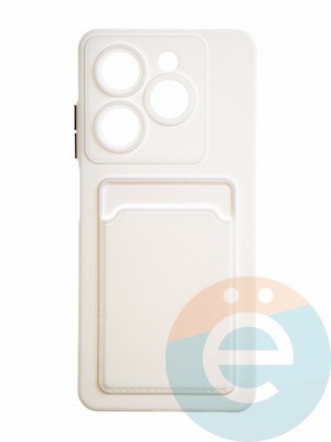 Накладка силиконовая Winter с кардхолдером для Infinix Hot 40i белая - фото 65137