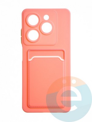 Накладка силиконовая Winter с кардхолдером для Infinix Hot 40i розовая - фото 65146