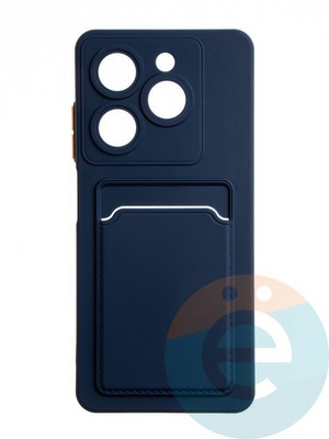 Накладка силиконовая Winter с кардхолдером для Infinix Hot 40i синяя - фото 65147
