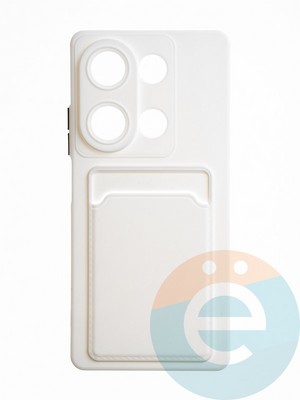 Накладка силиконовая Winter с кардхолдером для Poco M6 Pro белая - фото 65155