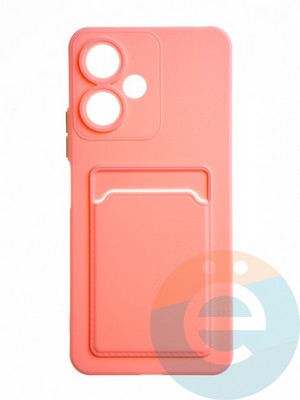 Накладка силиконовая Winter с кардхолдером для Poco M6 розовая - фото 65179