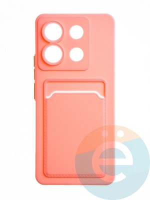 Накладка силиконовая Winter с кардхолдером для Poco X6 розовая - фото 65199