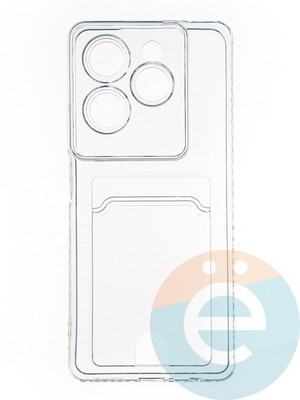 Накладка силиконовая с кардхолдером для Infinix Hot 40i прозрачная - фото 65264