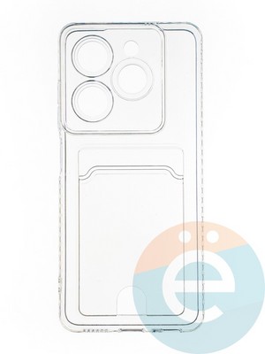Накладка силиконовая с кардхолдером для Infinix Smart 8 Plus прозрачная - фото 65265