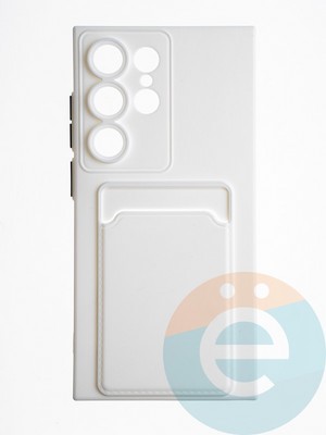 Накладка силиконовая Winter с кардхолдером для Samsung Galaxy S24 Ultra белая - фото 65298