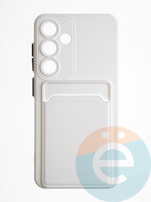 Накладка силиконовая Winter с кардхолдером для Samsung Galaxy S24 белая - фото 65311
