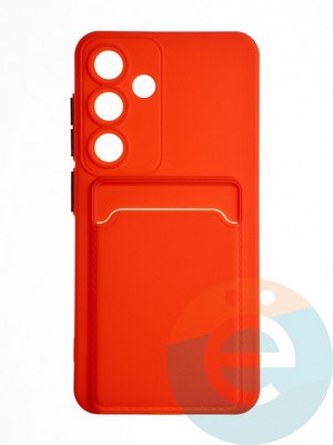 Накладка силиконовая Winter с кардхолдером для Samsung Galaxy S24 красная - фото 65313