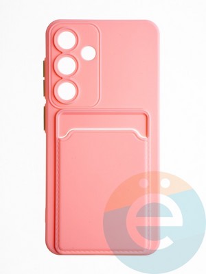 Накладка силиконовая Winter с кардхолдером для Samsung Galaxy S24 розовая - фото 65315