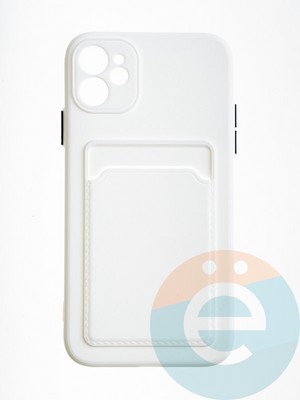 Накладка силиконовая Winter с кардхолдером для Apple iPhone 11 белая - фото 65638