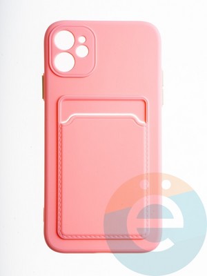 Накладка силиконовая Winter с кардхолдером для Apple iPhone 11 розовая - фото 65642