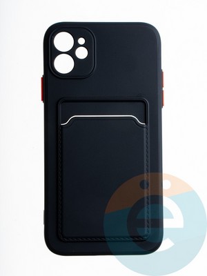 Накладка силиконовая Winter с кардхолдером для Apple iPhone 11 черная - фото 65647