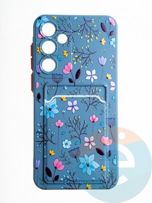 Накладка силиконовая Summer с кардхолдером для Samsung Galaxy A35 синяя - фото 65702