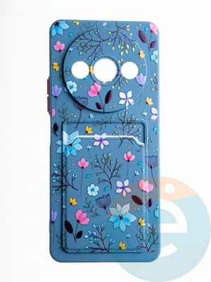 Накладка силиконовая Summer с кардхолдером для Xiaomi Redmi A3 синяя - фото 65717