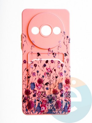 Накладка силиконовая Summer с кардхолдером для Xiaomi Redmi A3 розовая - фото 65720