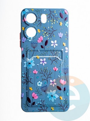 Накладка силиконовая Summer с кардхолдером для Xiaomi Redmi 13C синяя - фото 65734