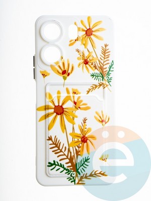 Накладка силиконовая Summer с кардхолдером для Xiaomi Redmi 13C бежевая - фото 65742