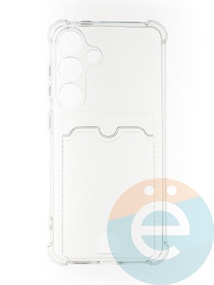 Накладка силиконовая с кардхолдером и усиленными углами для Samsung Galaxy S24 прозрачная - фото 65775