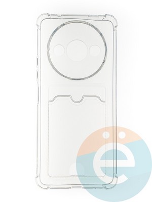 Накладка силиконовая с кардхолдером и усиленными углами для Xiaomi Redmi A3 прозрачная - фото 65786