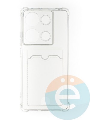 Накладка силиконовая с кардхолдером и усиленными углами для Xiaomi Redmi Note 13 Pro 4G прозрачная - фото 65791