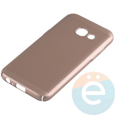 Накладка пластиковая перфорированная на Samsung Galaxy A3 (2017) SM-A320 золотистая - фото 12141
