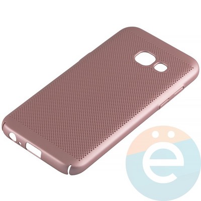 Накладка пластиковая перфорированная на Samsung Galaxy A3 (2017) SM-A320 розовая - фото 12142