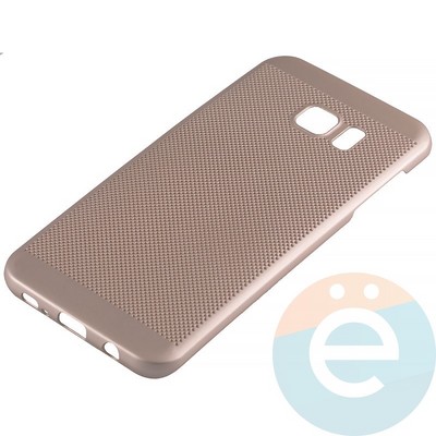 Накладка пластиковая перфорированная на Samsung Galaxy S7 Edge золотистая - фото 12169