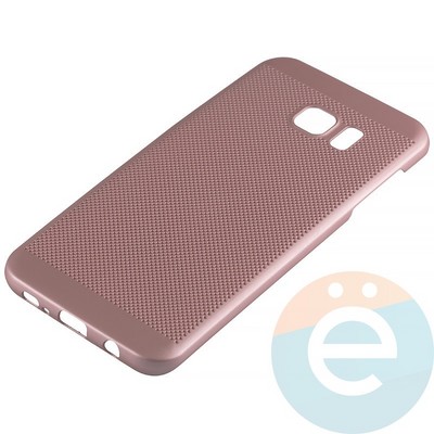 Накладка пластиковая перфорированная на Samsung Galaxy S7 Edge розовая - фото 12170