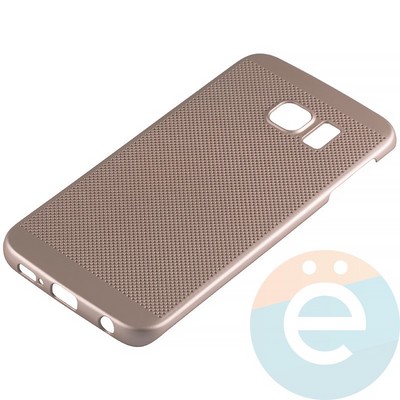 Накладка пластиковая перфорированная на Samsung Galaxy S6 Edge золотистая - фото 12199