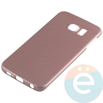 Накладка пластиковая перфорированная на Samsung Galaxy S6 Edge розовая - фото 12200