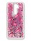 Накладка силиконовая Переливашка с жидкими блёстками на Xiaomi Redmi Note 8 Pro розовый фламинго - фото 35727