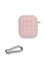 Чехол силиконовый для наушников Apple AirPods 1/2 Grid с карабином розовый