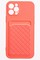 Накладка силиконовая плетеная с кардхолдером для Apple iPhone 12 Pro розовая