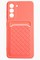 Накладка силиконовая плетеная с кардхолдером для Samsung Galaxy S21 розовая