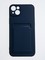 Накладка Soft touch с кармашком для Apple iPhone 14 Plus синяя - фото 55783