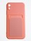 Накладка Soft touch с кармашком для Apple iPhone XR розовая - фото 55889