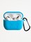Чехол силиконовый для наушников Apple AirPods Pro 2 с логотипом и карабином голубой